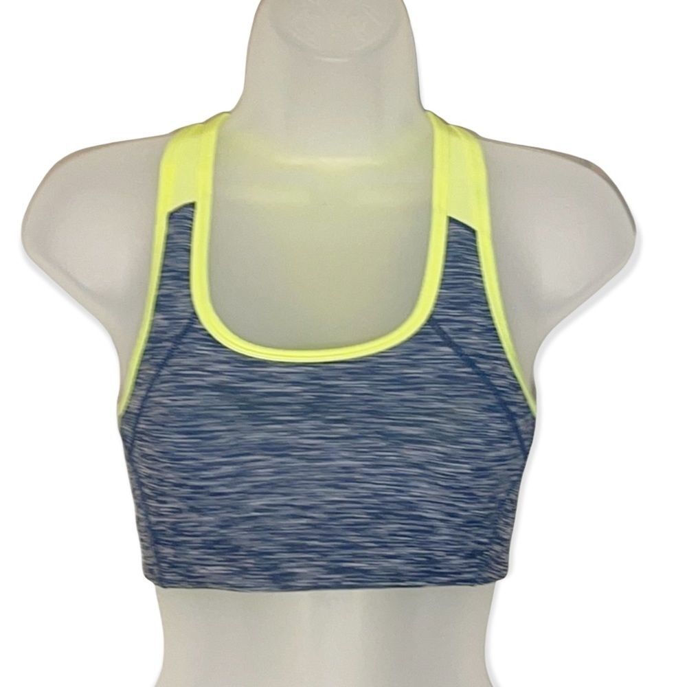 H&M Gray and Neon Yellow Racerback Sports Bra Small S